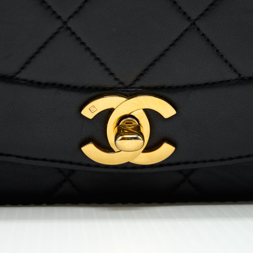 CHANEL DIANA SMALL FLAP BLACK WITH 24K HARDWARE