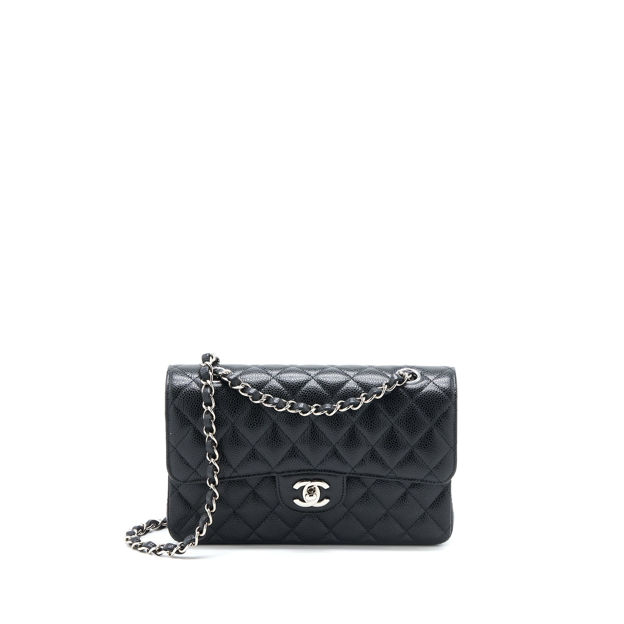 CHANEL SMALL CLASSIC FLAP BAG CAVIAR BLACK SHW