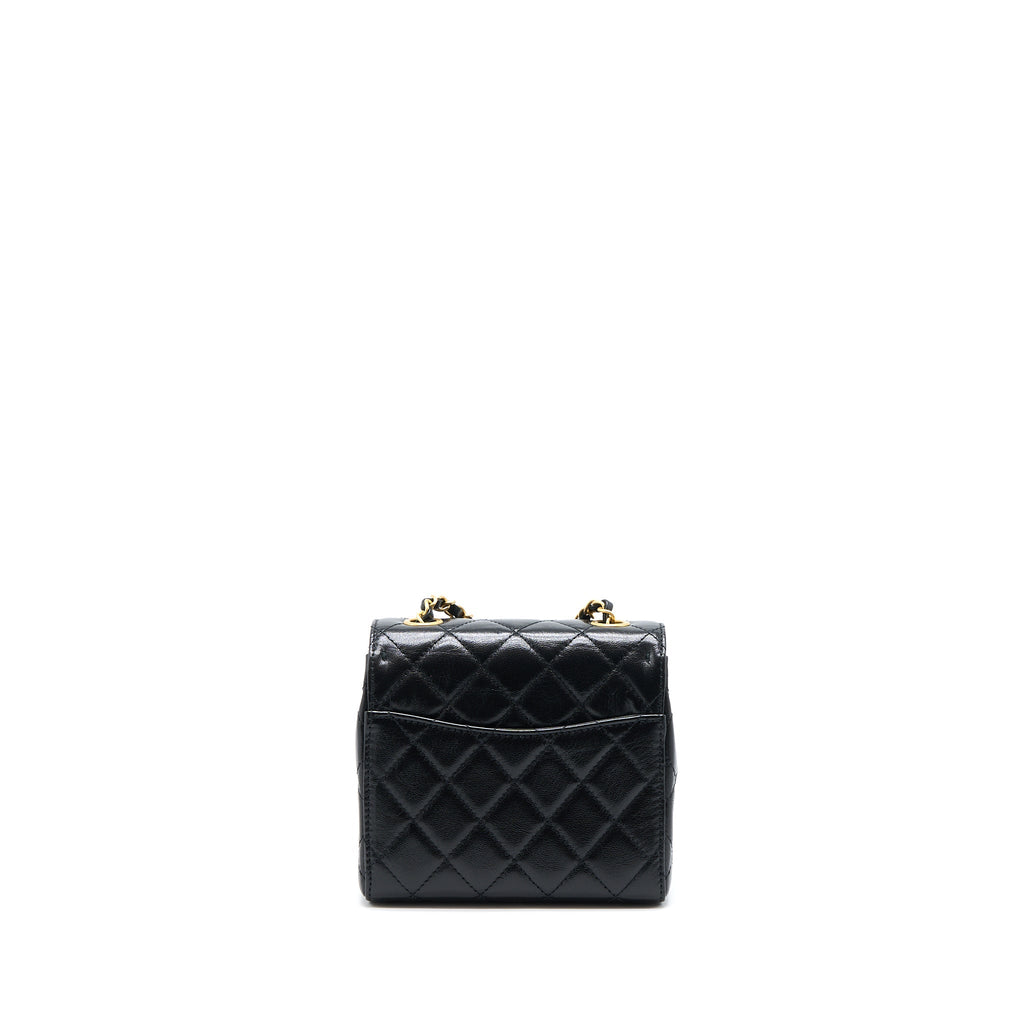 CHANEL 22K RETRO CLASSIC NEW MINI SQUARE FLAP BAG GOATSKIN BLACK GHW(MICROCHIP)