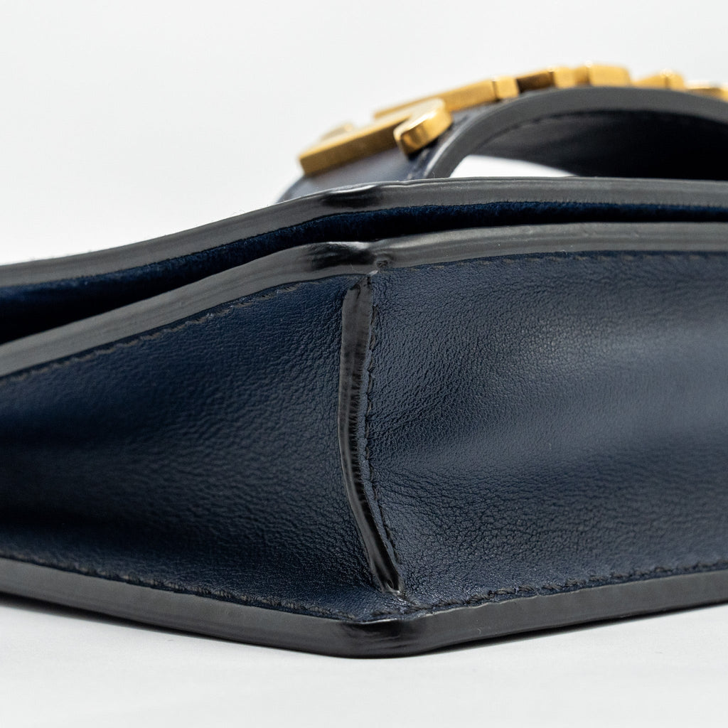 DIOR MINI J’ADIOR CHAIN FLAP BAG CALFSKIN NAVY BLUE GHW