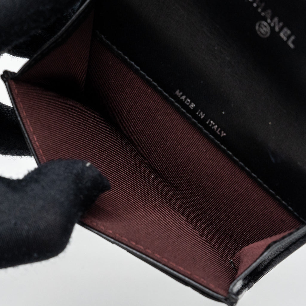 CHANEL CLASSIC FLAP CARD HOLDER LAMBSKIN BLACK SHW