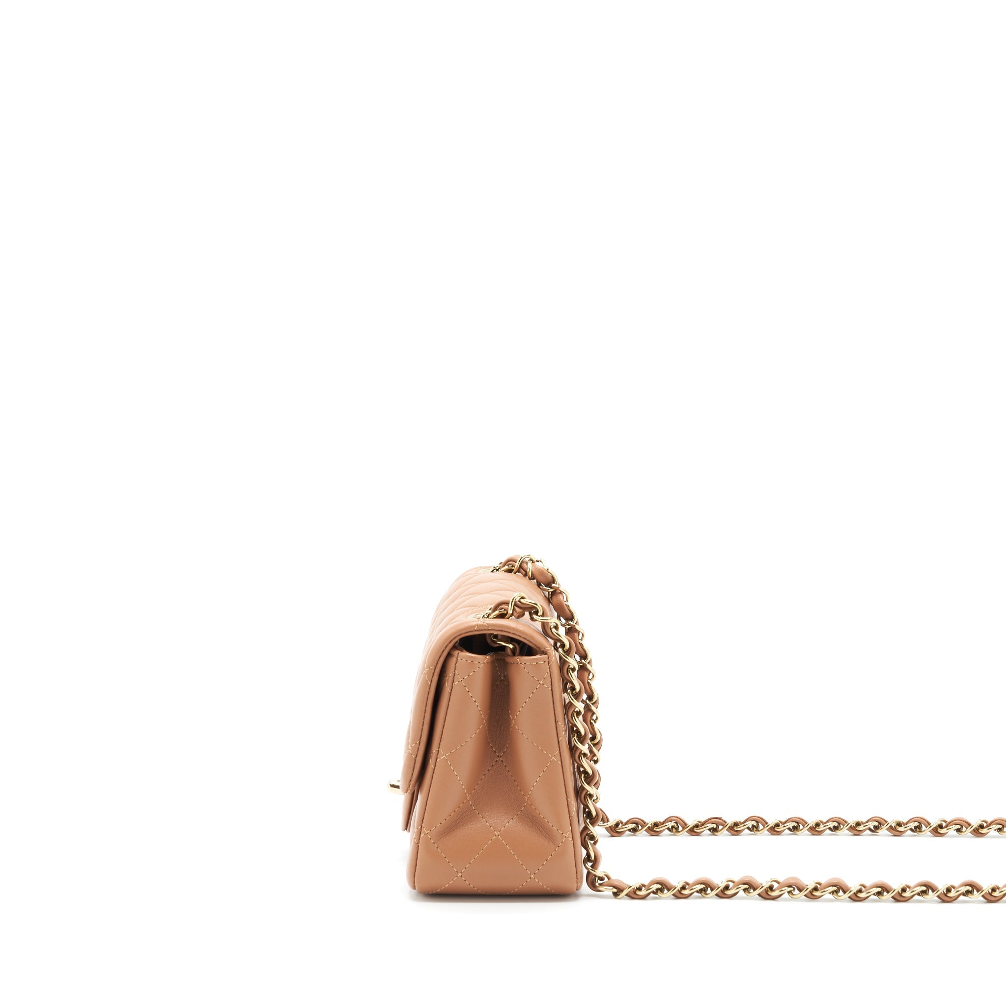 CHANEL 22S MINI SQUARE FLAP BAG LAMBSKIN CARAMEL LGHW (MICROCHIP)