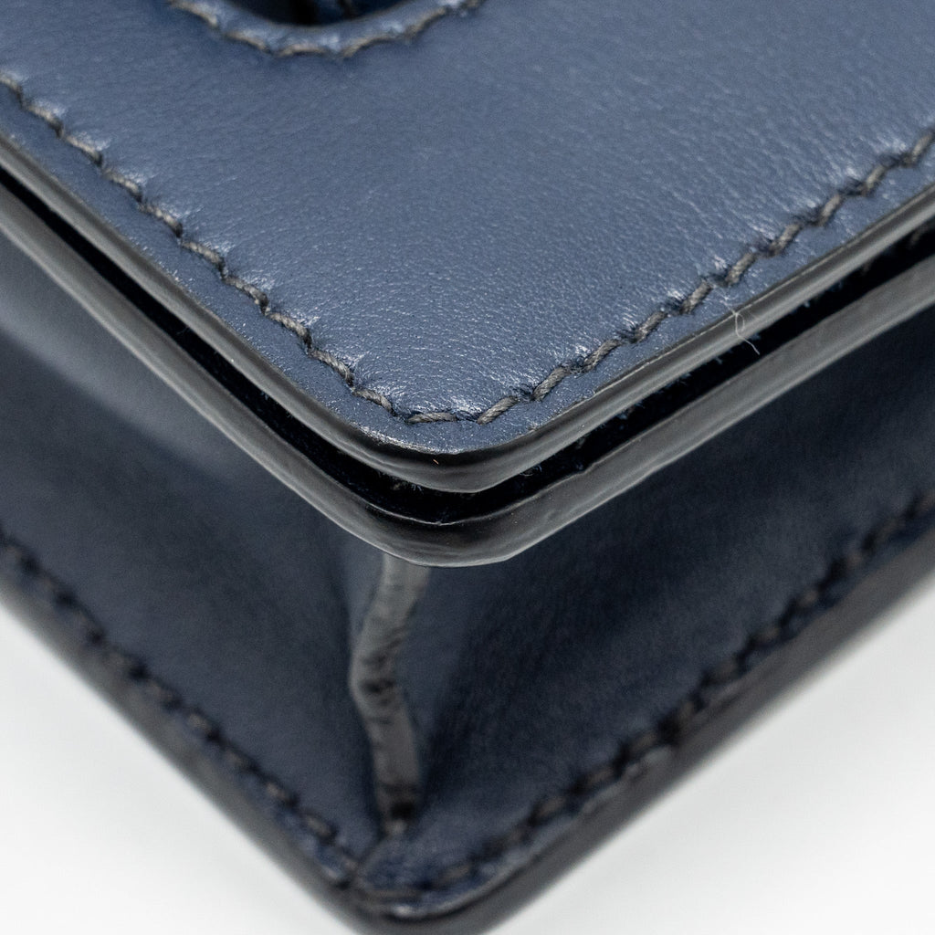DIOR MINI J’ADIOR CHAIN FLAP BAG CALFSKIN NAVY BLUE GHW