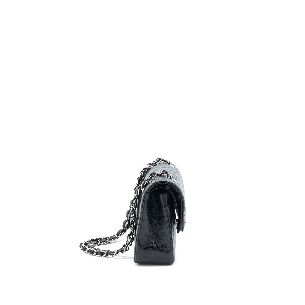 CHANEL SMALL CLASSIC FLAP BAG CAVIAR BLACK SHW