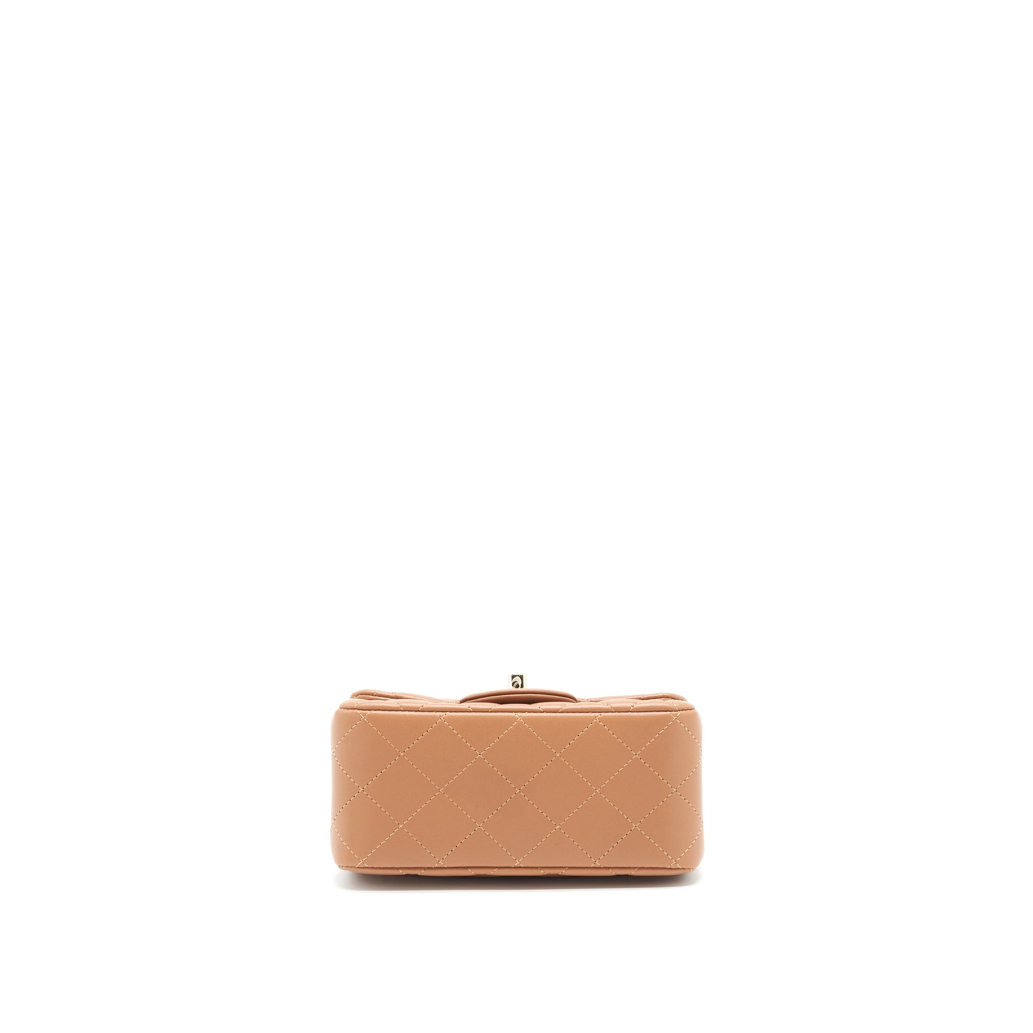 CHANEL 22S MINI SQUARE FLAP BAG LAMBSKIN CARAMEL LGHW (MICROCHIP)