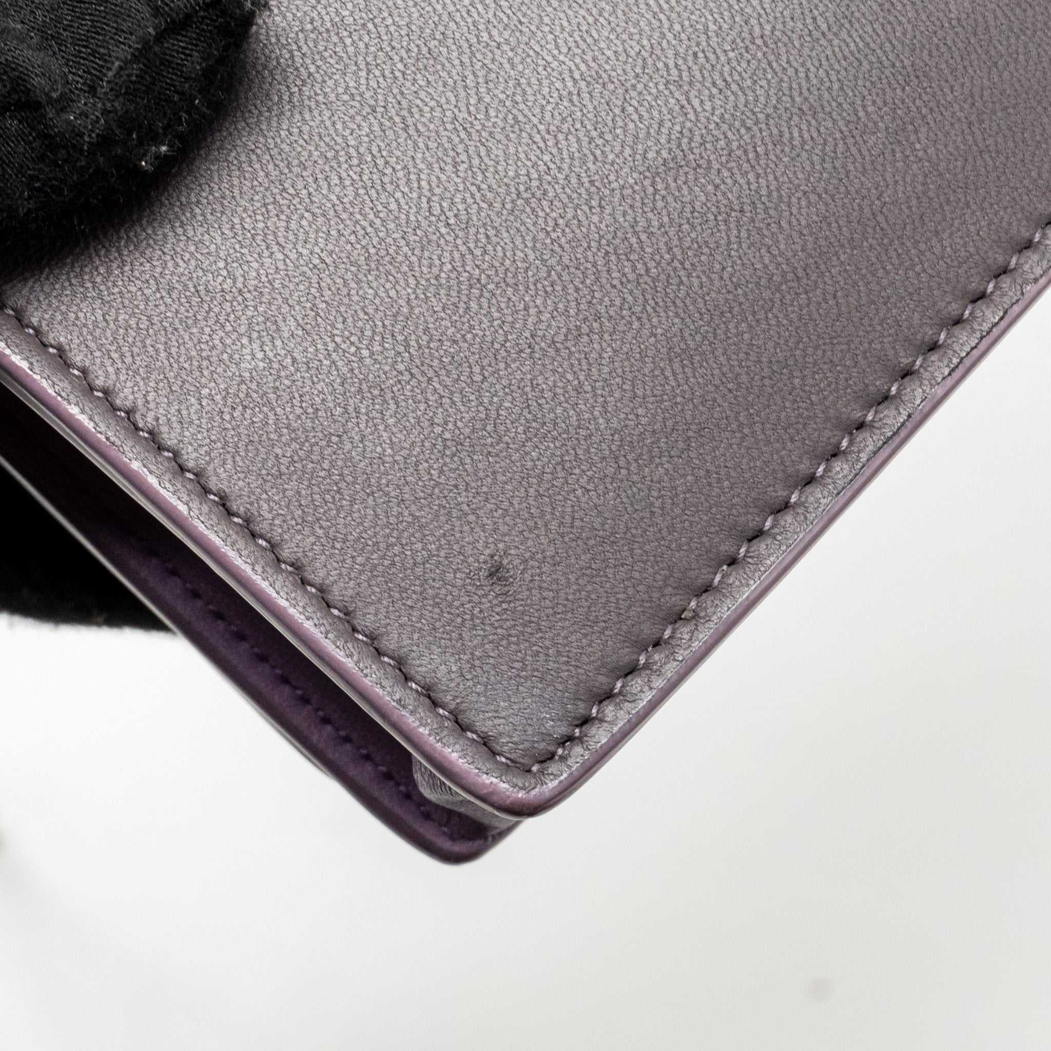 BOTTEGA VENETA INTRECCIATO WALLET ON CHAIN LEATHER PURPLE/GREY GHW