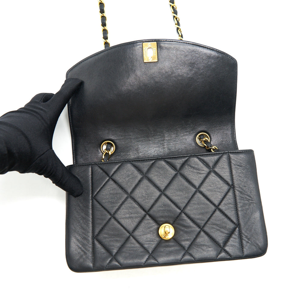 CHANEL DIANA SMALL FLAP BLACK WITH 24K HARDWARE