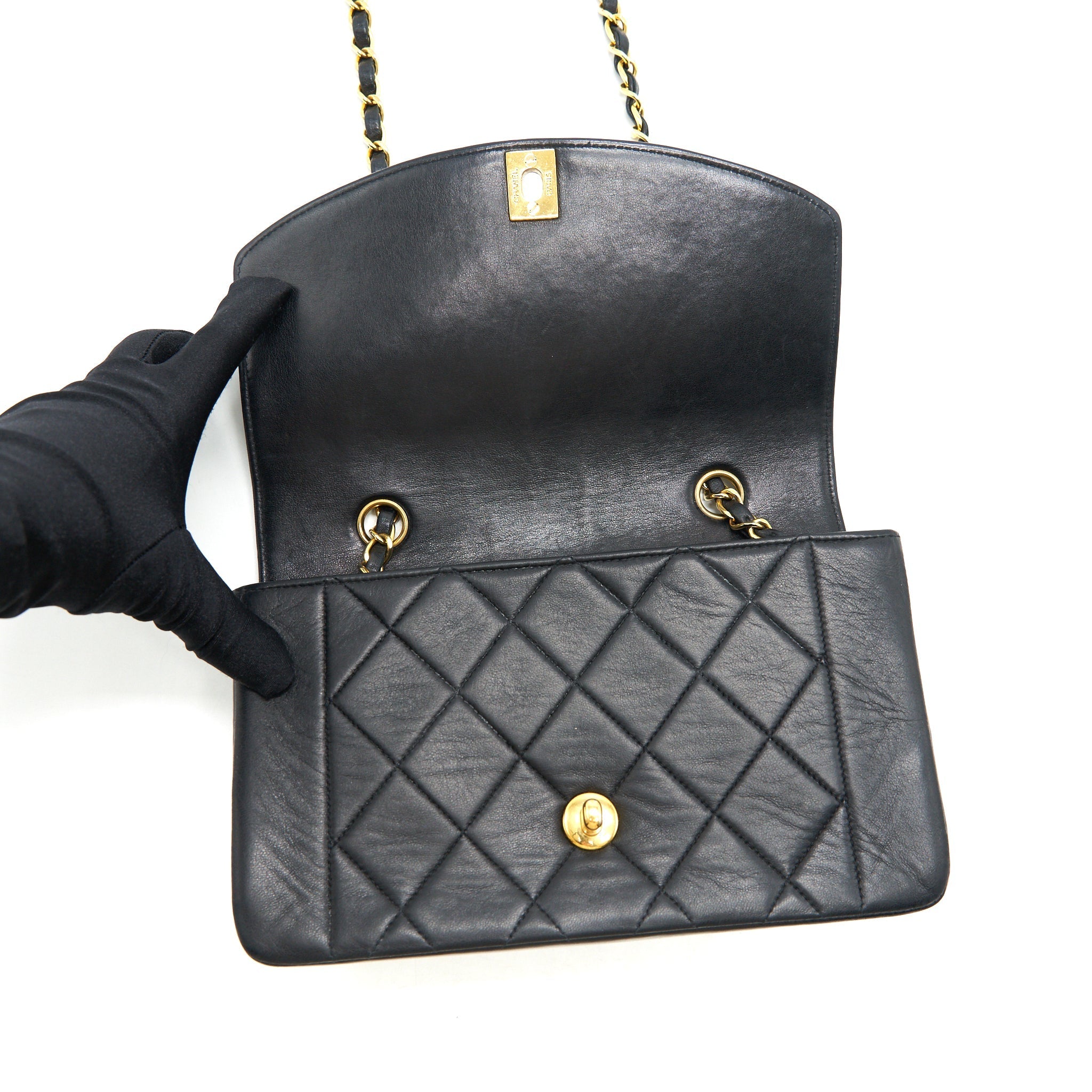 CHANEL DIANA SMALL FLAP BLACK WITH 24K HARDWARE