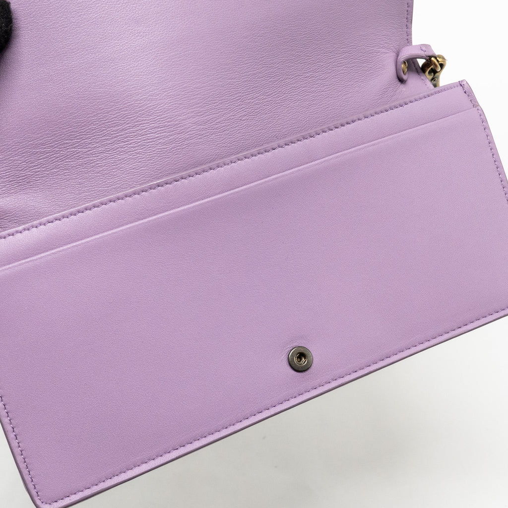 BOTTEGA VENETA INTRECCIATO WALLET ON CHAIN LEATHER PURPLE/GREY GHW