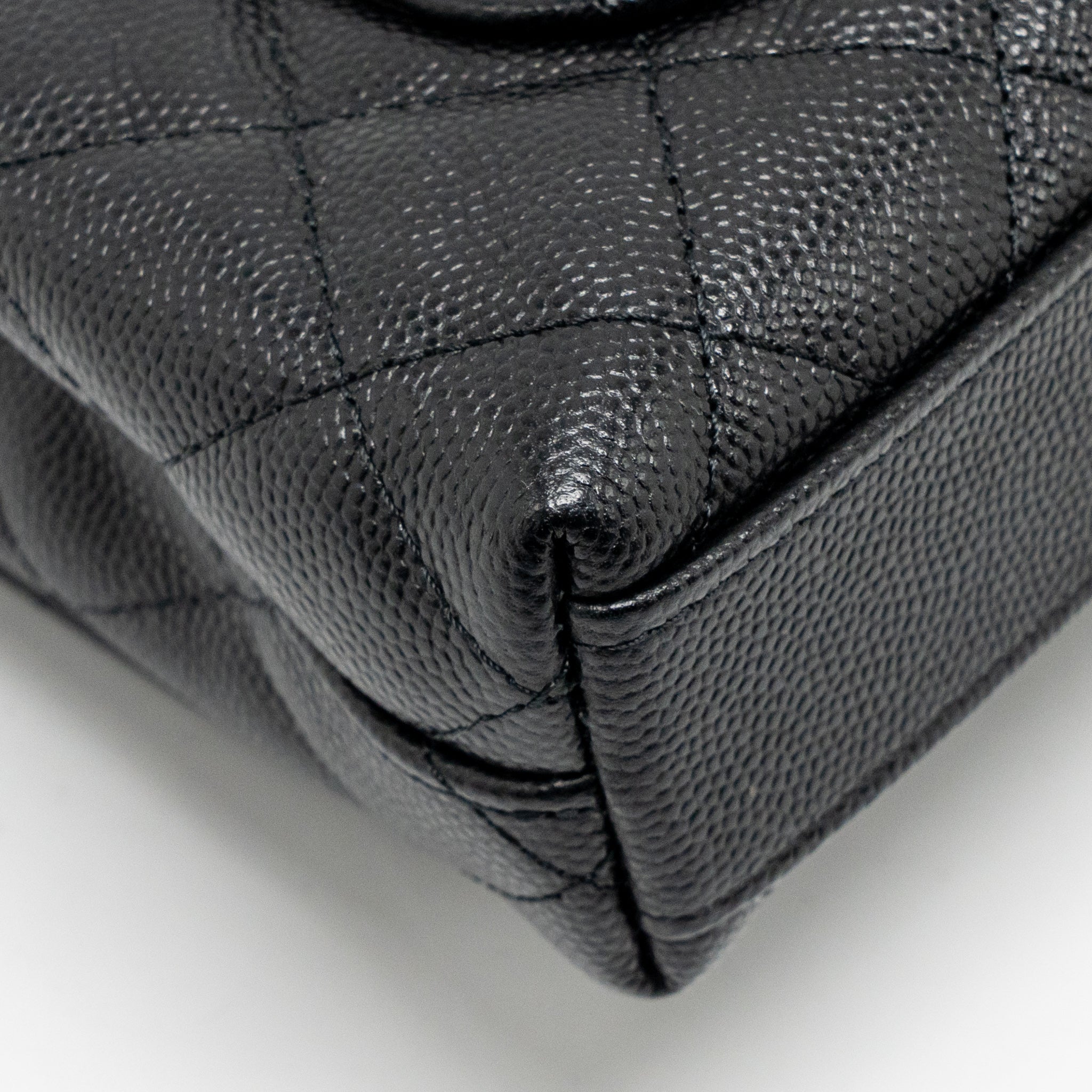 CHANEL COCO HANDLE CLUTCH WITH CHAIN CAVIAR BLACK LGHW (MICROCHIP)