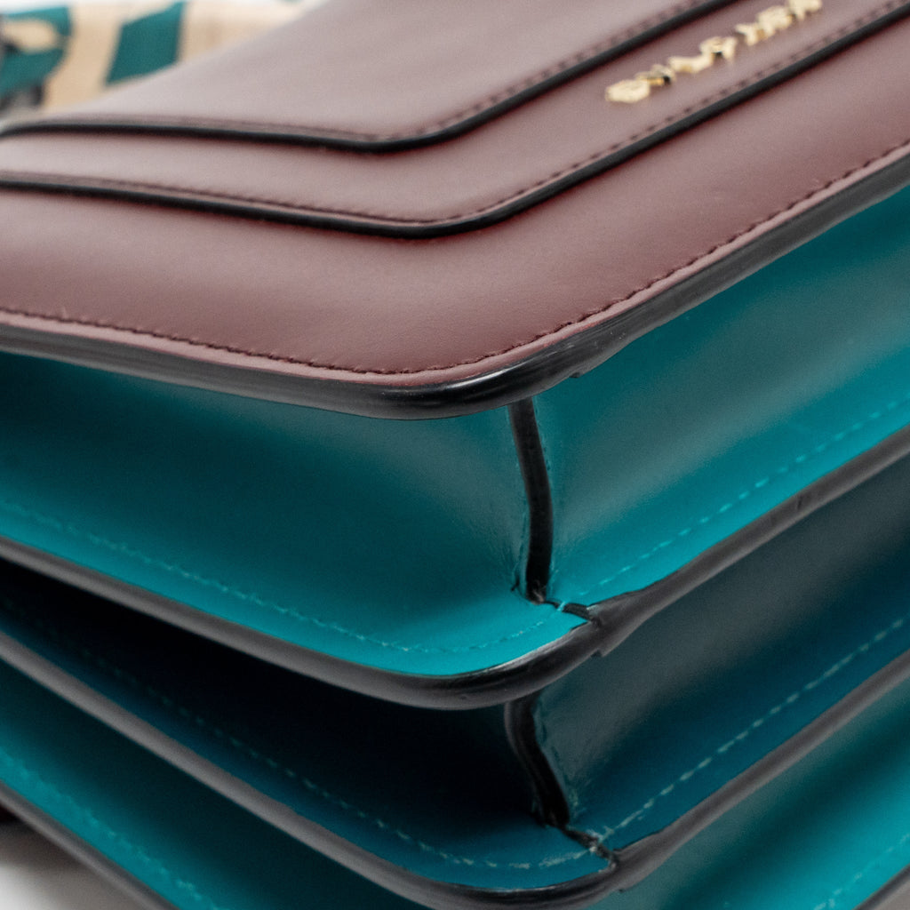 BVLGARI SERPENTI FOREVER FLAP BAG CALFSKIN ROMAN GARNET/TROPICAL TOURQUOISE/DEEP JADE LGHW