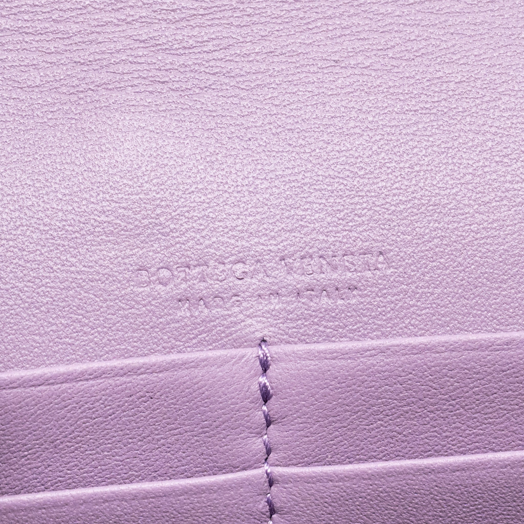 BOTTEGA VENETA INTRECCIATO WALLET ON CHAIN LEATHER PURPLE/GREY GHW
