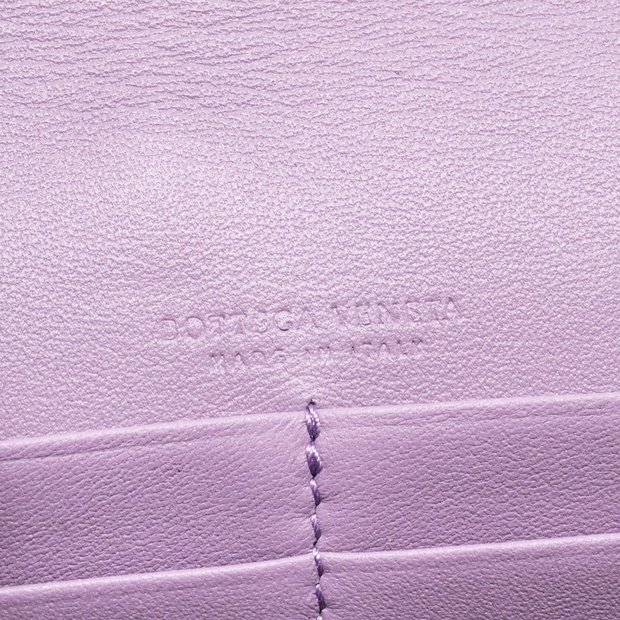 BOTTEGA VENETA INTRECCIATO WALLET ON CHAIN LEATHER PURPLE/GREY GHW