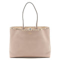VALENTINO LARGE ROCK-STUD LEATHER TOTE PALE PINK