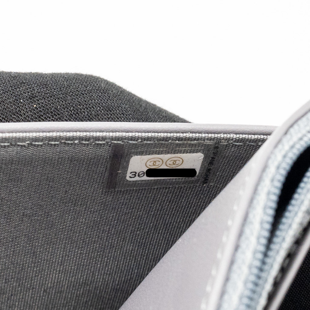 CHANEL BOY WALLET ON CHAIN CAVIAR GREY LGHW