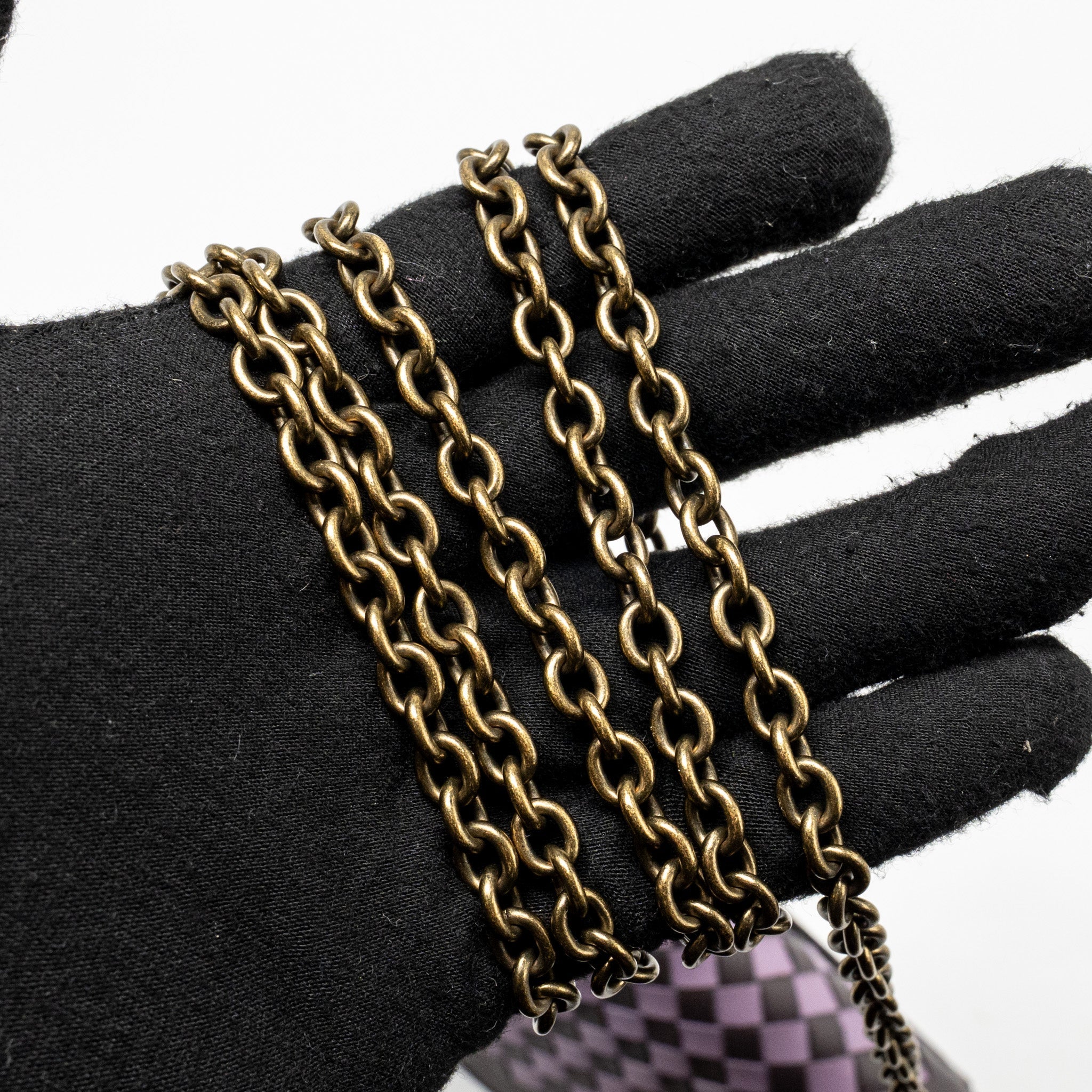 BOTTEGA VENETA INTRECCIATO WALLET ON CHAIN LEATHER PURPLE/GREY GHW