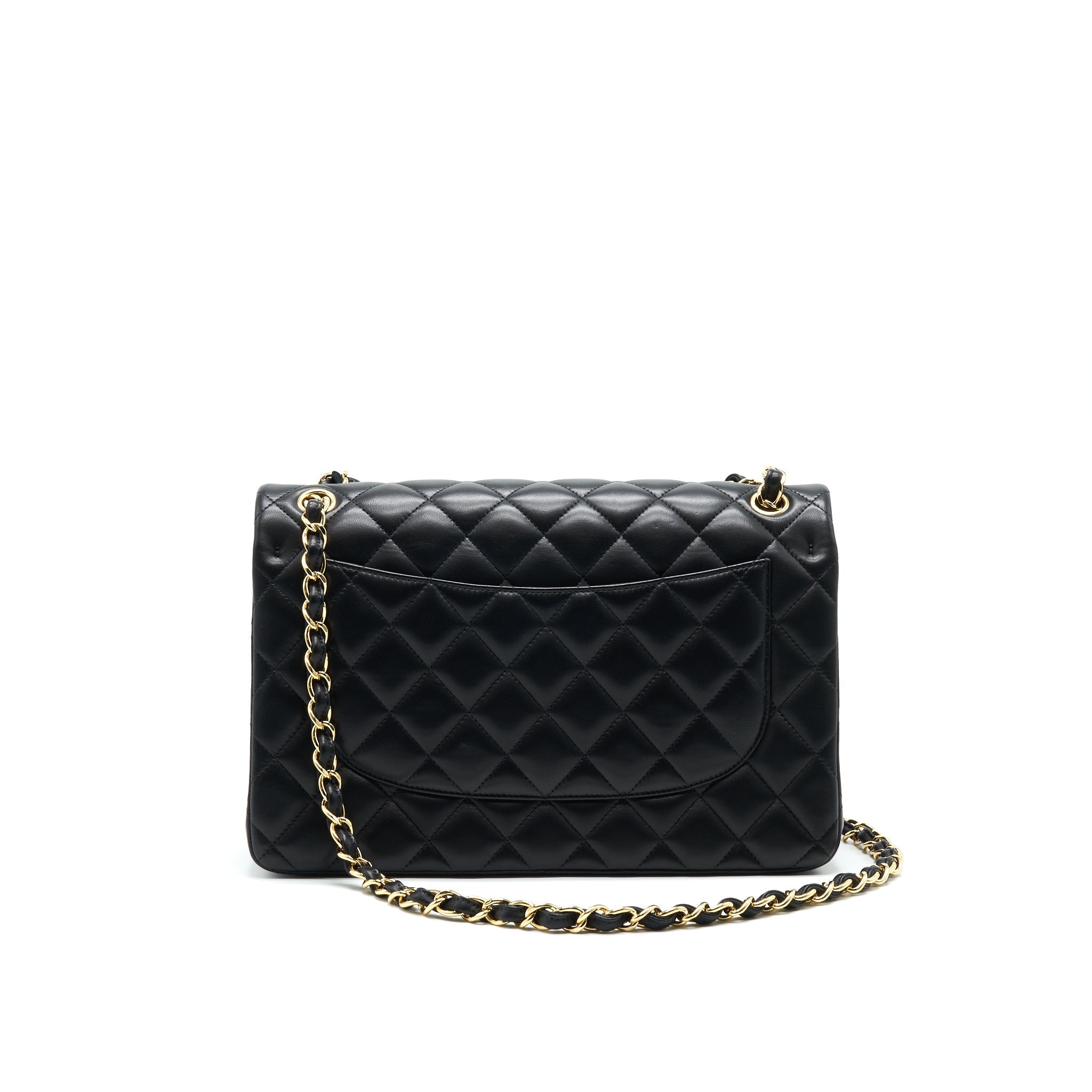 CHANEL CLASSIC DOUBLE FLAP JUMBO BAG LAMBSKIN BLACK GHW