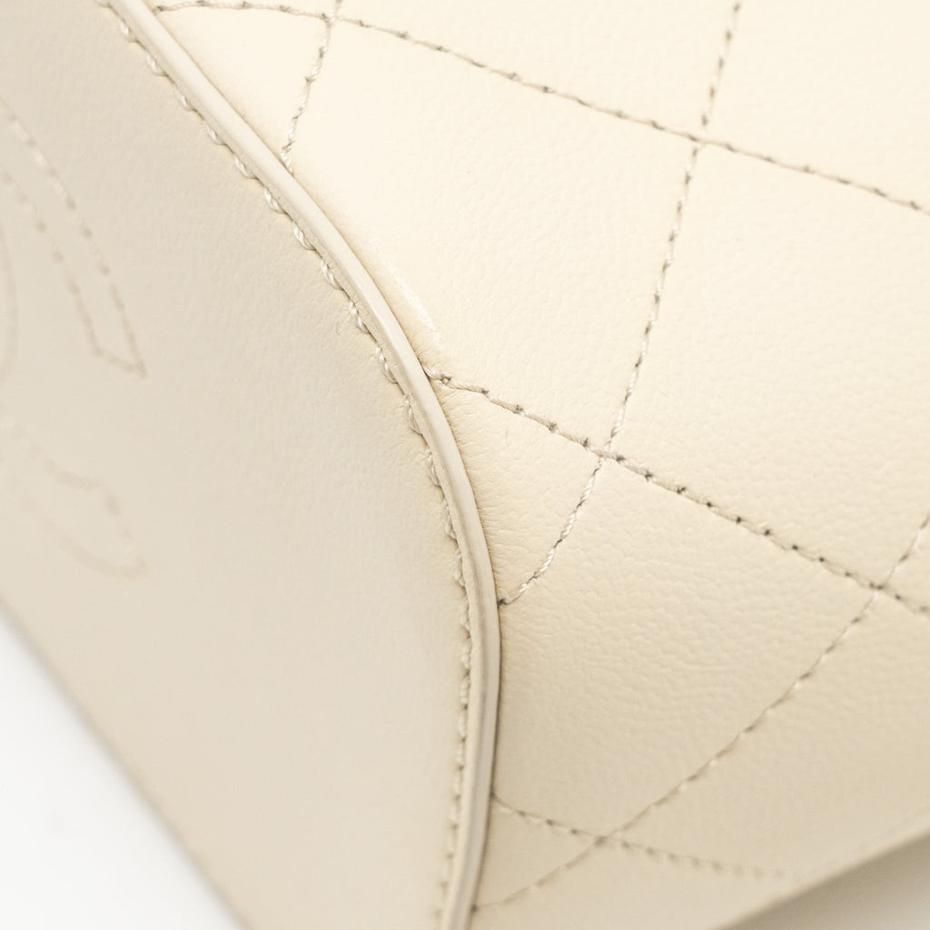 CHANEL BUCKET BAG LAMBSKIN CREAMY WHITE GHW