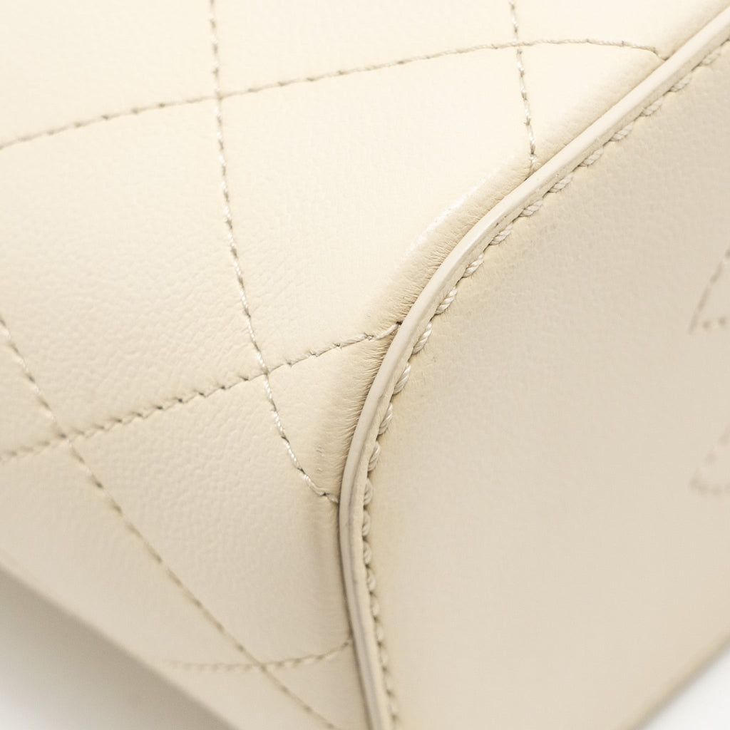 CHANEL BUCKET BAG LAMBSKIN CREAMY WHITE GHW