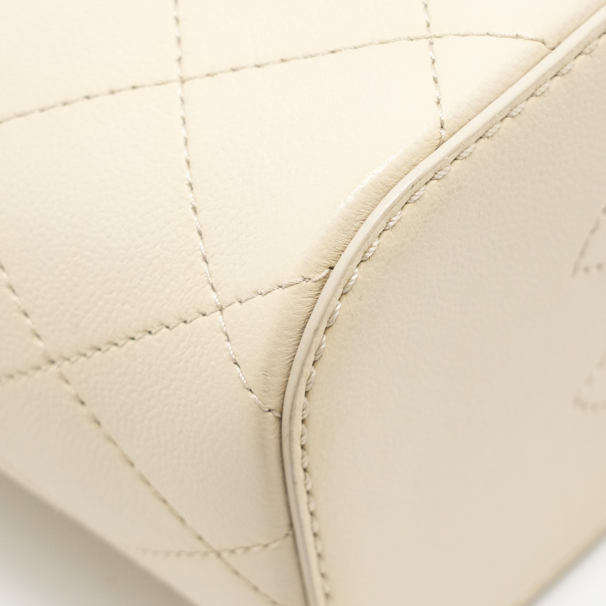CHANEL BUCKET BAG LAMBSKIN CREAMY WHITE GHW