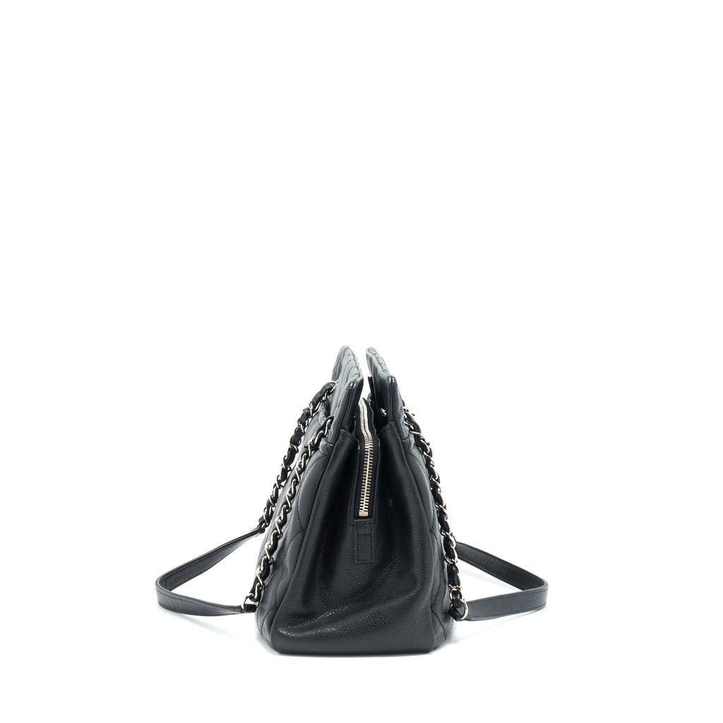 CHANEL CC LOGO TOTE BAG CAVIAR BLACK SHW