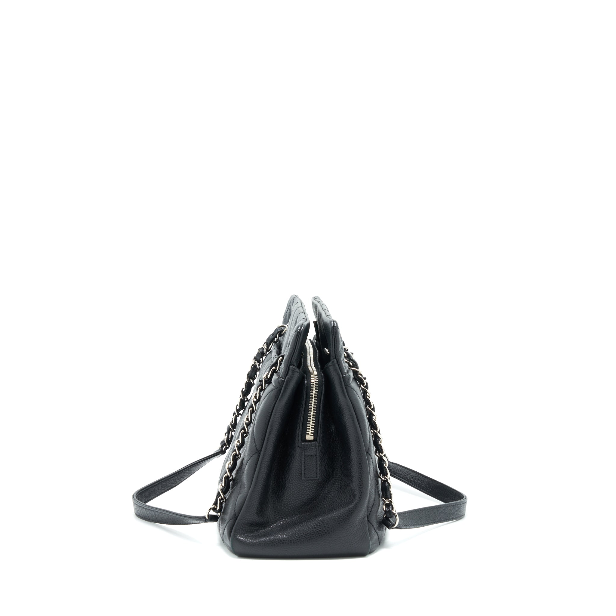CHANEL CC LOGO TOTE BAG CAVIAR BLACK SHW