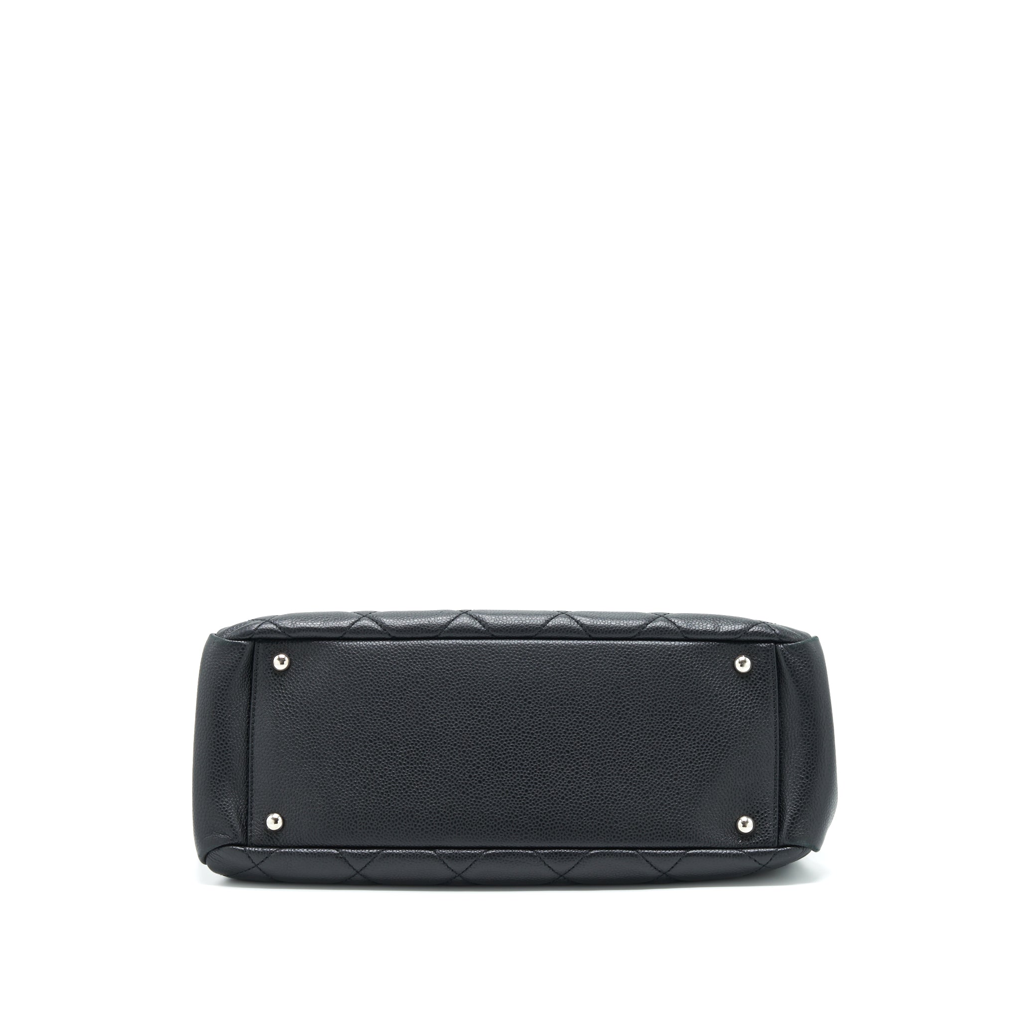 CHANEL CC LOGO TOTE BAG CAVIAR BLACK SHW
