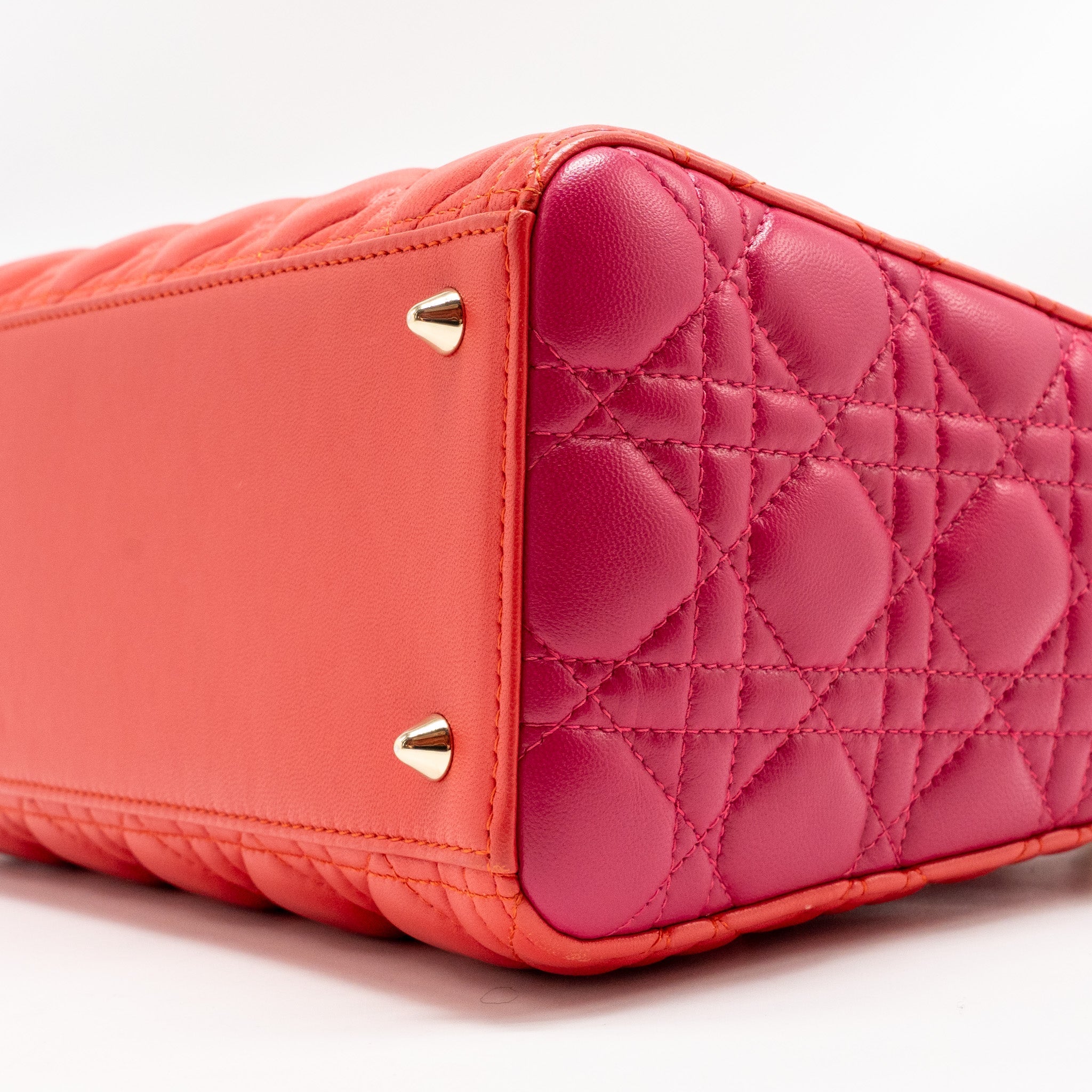 DIOR MEDIUM LADY DIOR LAMBSKIN DARK PINK/PURPLE LGHW