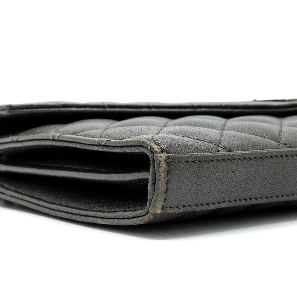 SAINT LAURENT/YSL ENVELOP CHAIN BAG CALFSKIN DARK GREY SHW