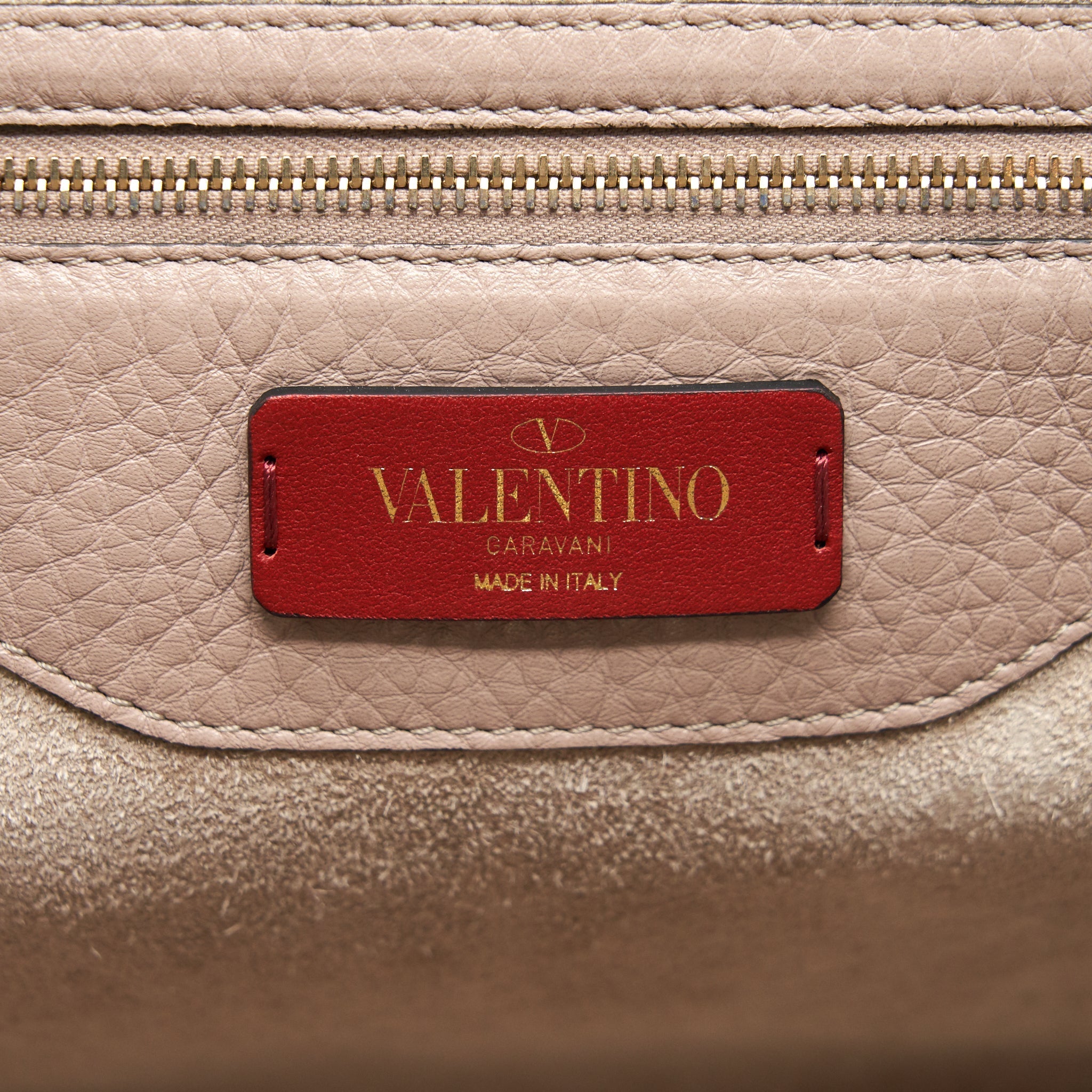 VALENTINO LARGE ROCK-STUD LEATHER TOTE PALE PINK