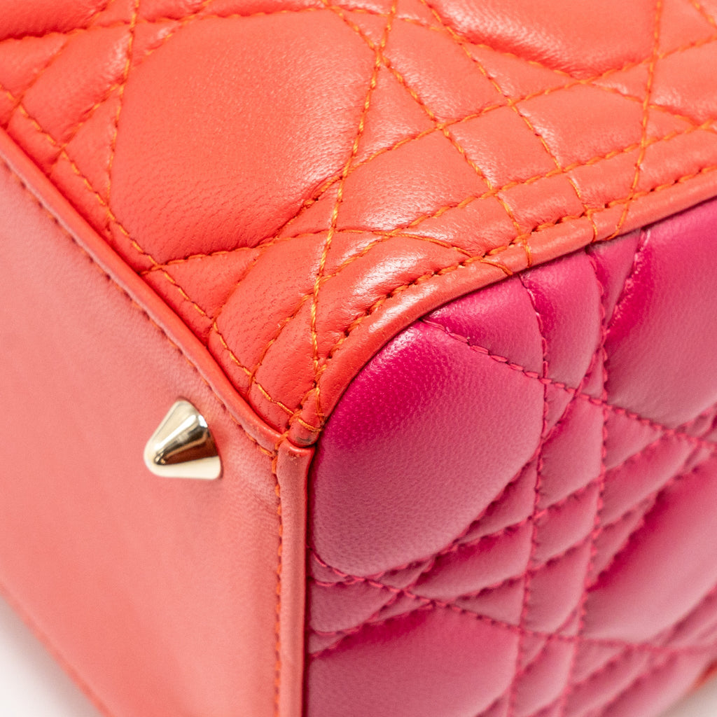 DIOR MEDIUM LADY DIOR LAMBSKIN DARK PINK/PURPLE LGHW