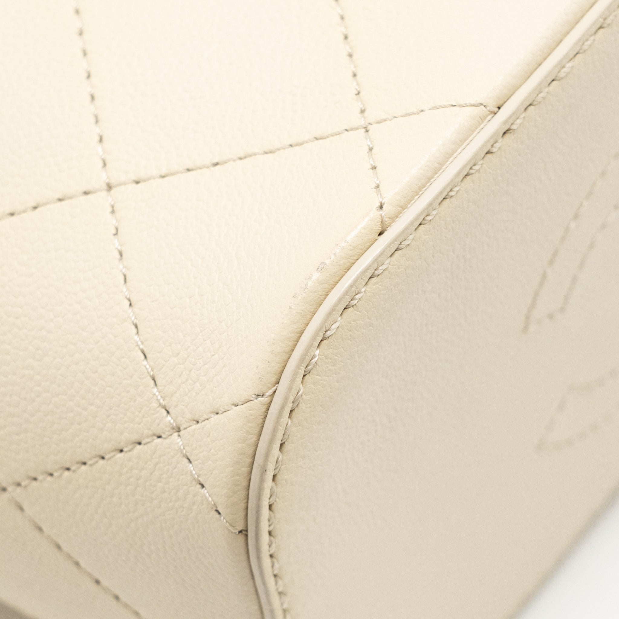 CHANEL BUCKET BAG LAMBSKIN CREAMY WHITE GHW