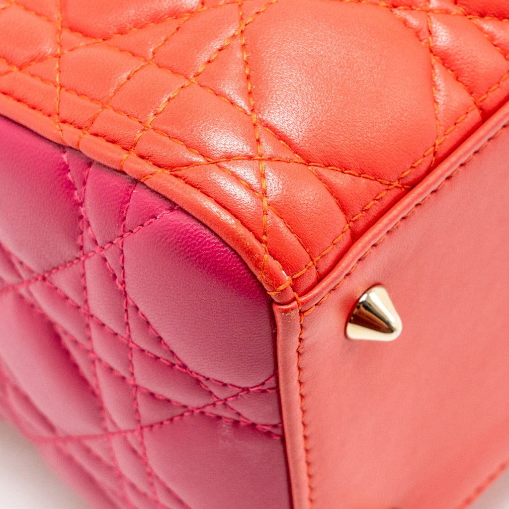DIOR MEDIUM LADY DIOR LAMBSKIN DARK PINK/PURPLE LGHW