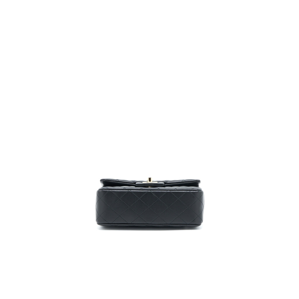 CHANEL TOP HANDLE MINI RECTANGULAR FLAP BAG LAMBSKIN BLACK LGHW (MICROCHIP)