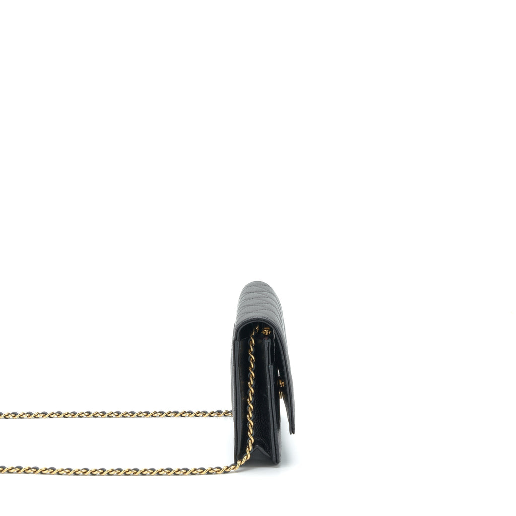 CHANEL CLASSIC WALLET ON CHAIN CAVIAR BLACK LGHW (MICROCHIP)