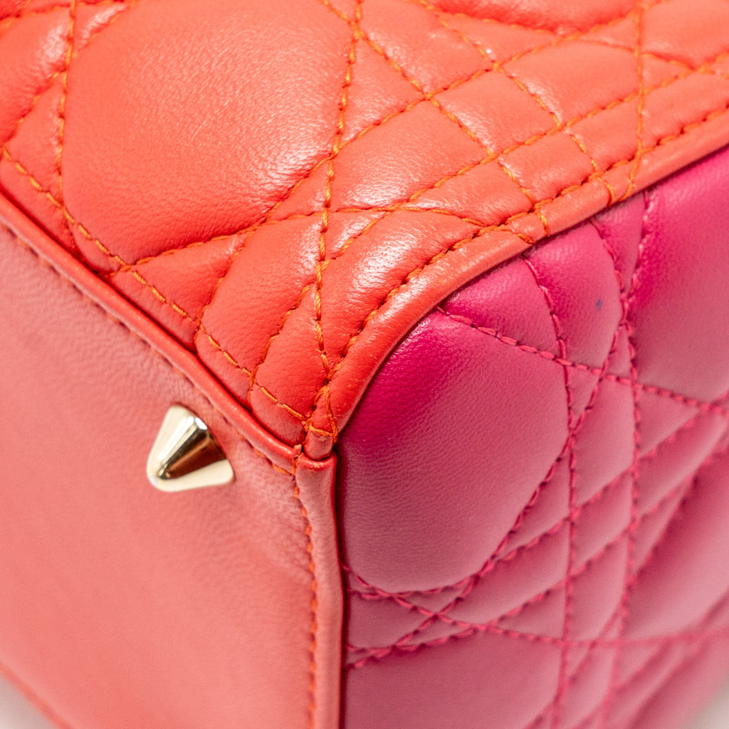 DIOR MEDIUM LADY DIOR LAMBSKIN DARK PINK/PURPLE LGHW
