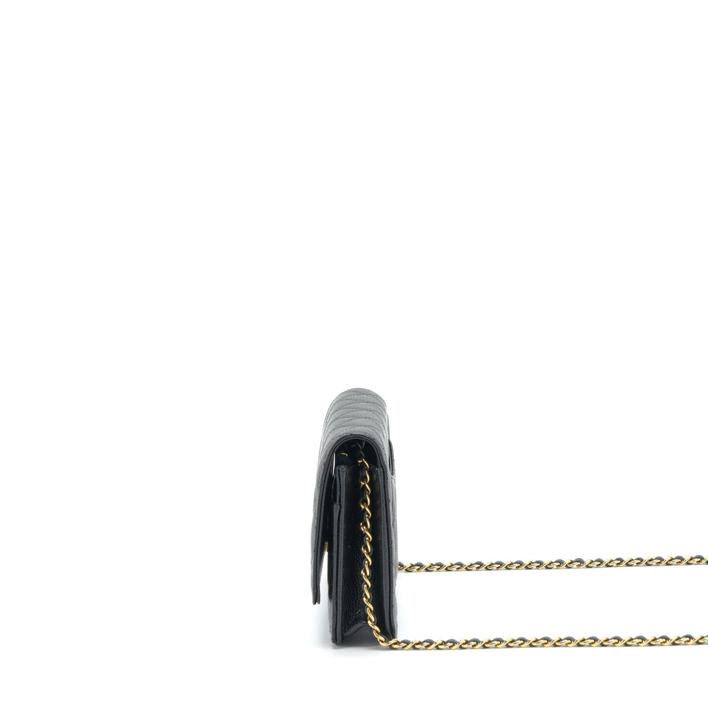 CHANEL CLASSIC WALLET ON CHAIN CAVIAR BLACK LGHW (MICROCHIP)