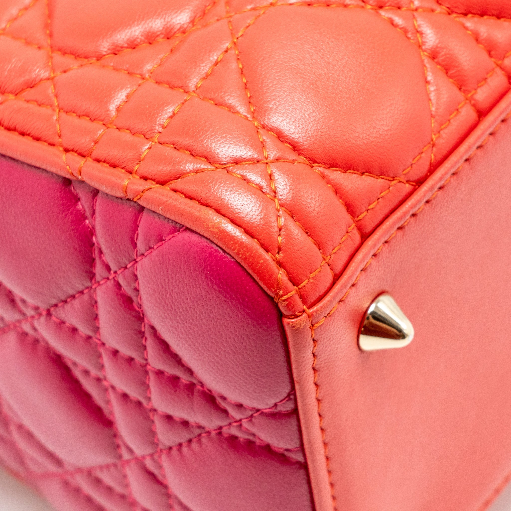 DIOR MEDIUM LADY DIOR LAMBSKIN DARK PINK/PURPLE LGHW
