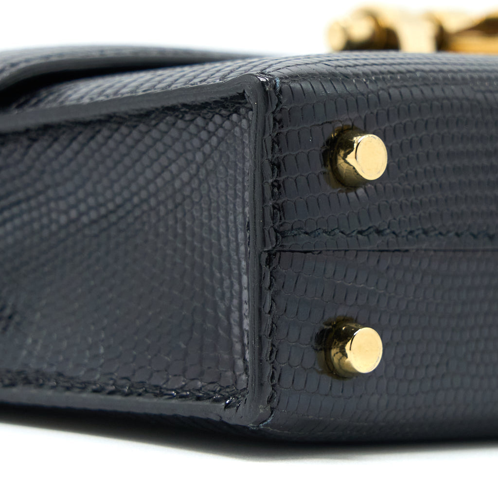 HERMES MINI VERROU LIZARD BLACK GHW