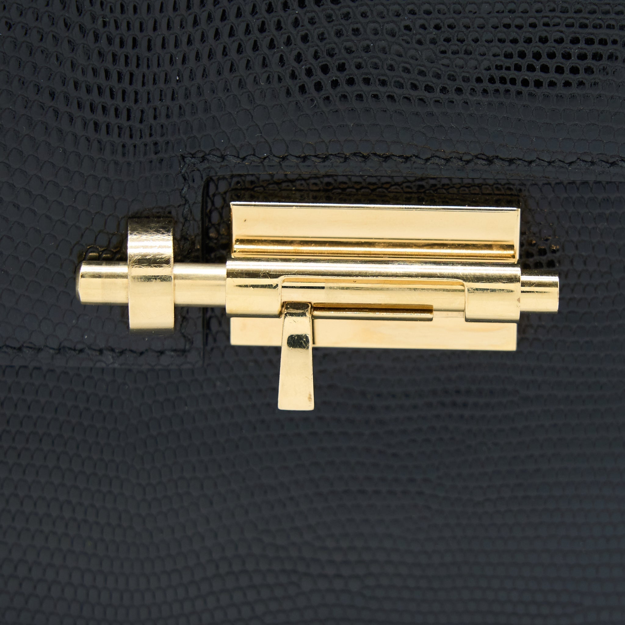 HERMES MINI VERROU LIZARD BLACK GHW