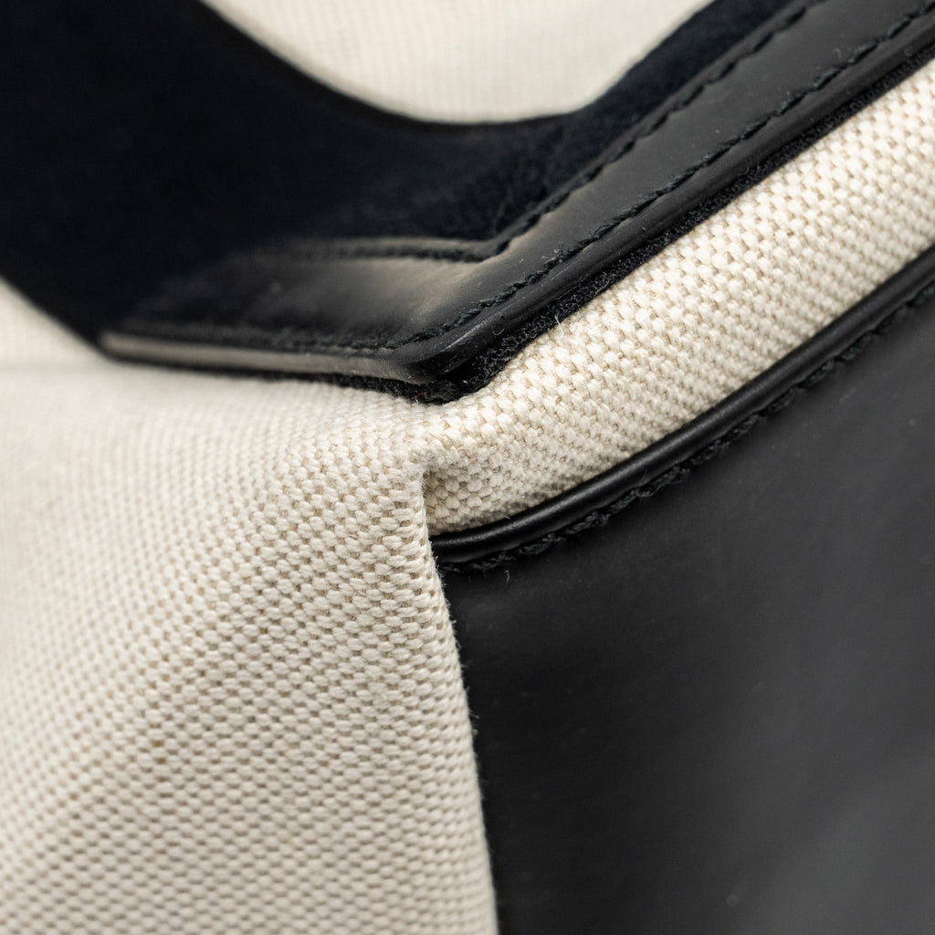 BALENCIAGA CABAS TOTE BAG CANVAS/CALFSKIN NATURAL/BLACK SHW