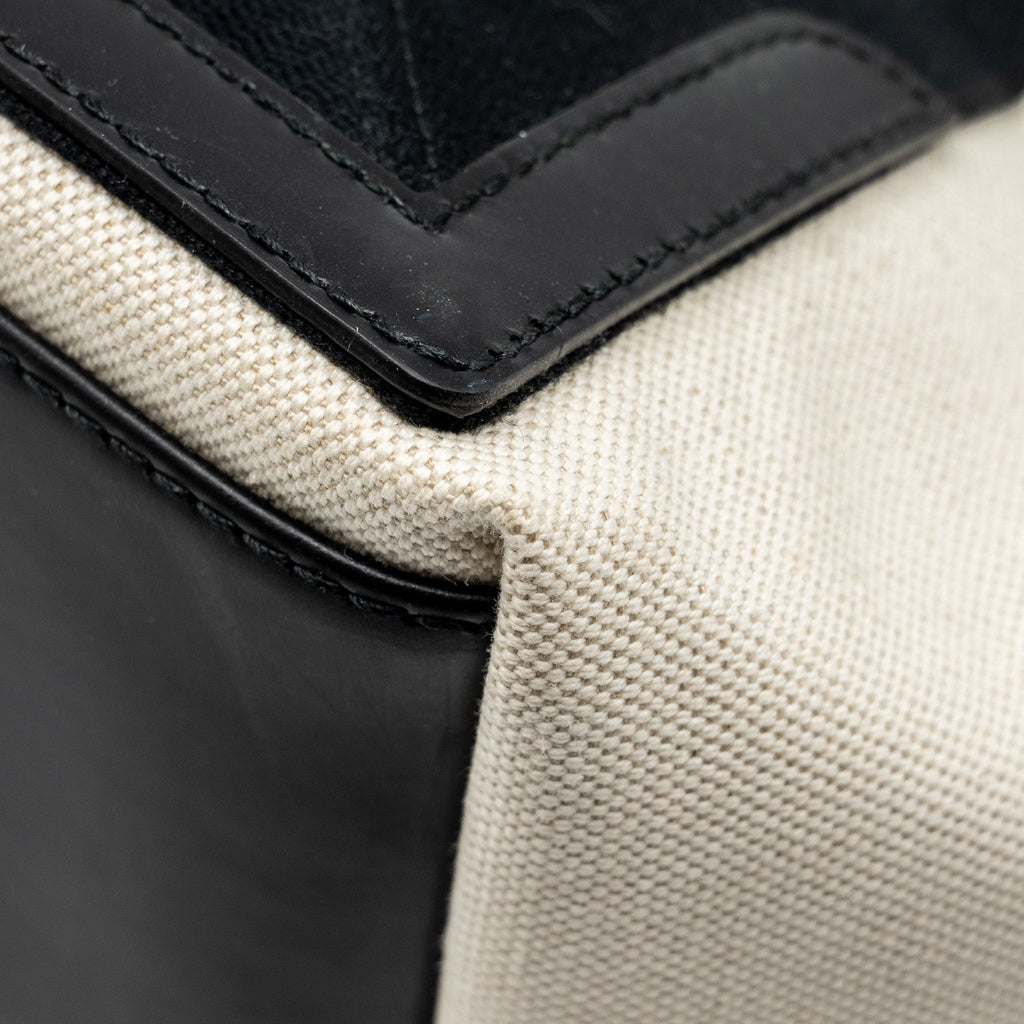 BALENCIAGA CABAS TOTE BAG CANVAS/CALFSKIN NATURAL/BLACK SHW