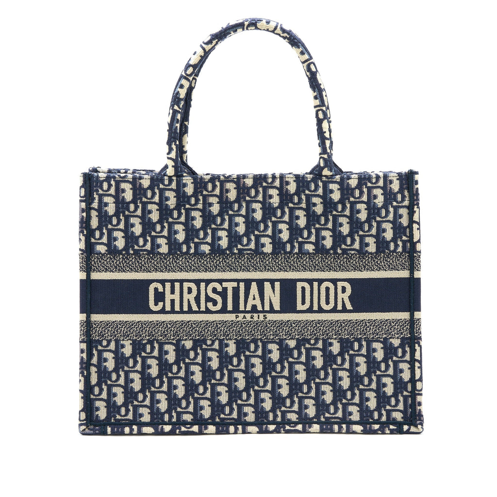 DIOR MEDIUM BOOK TOTE BLUE OBLIQUE EMBROIDERY