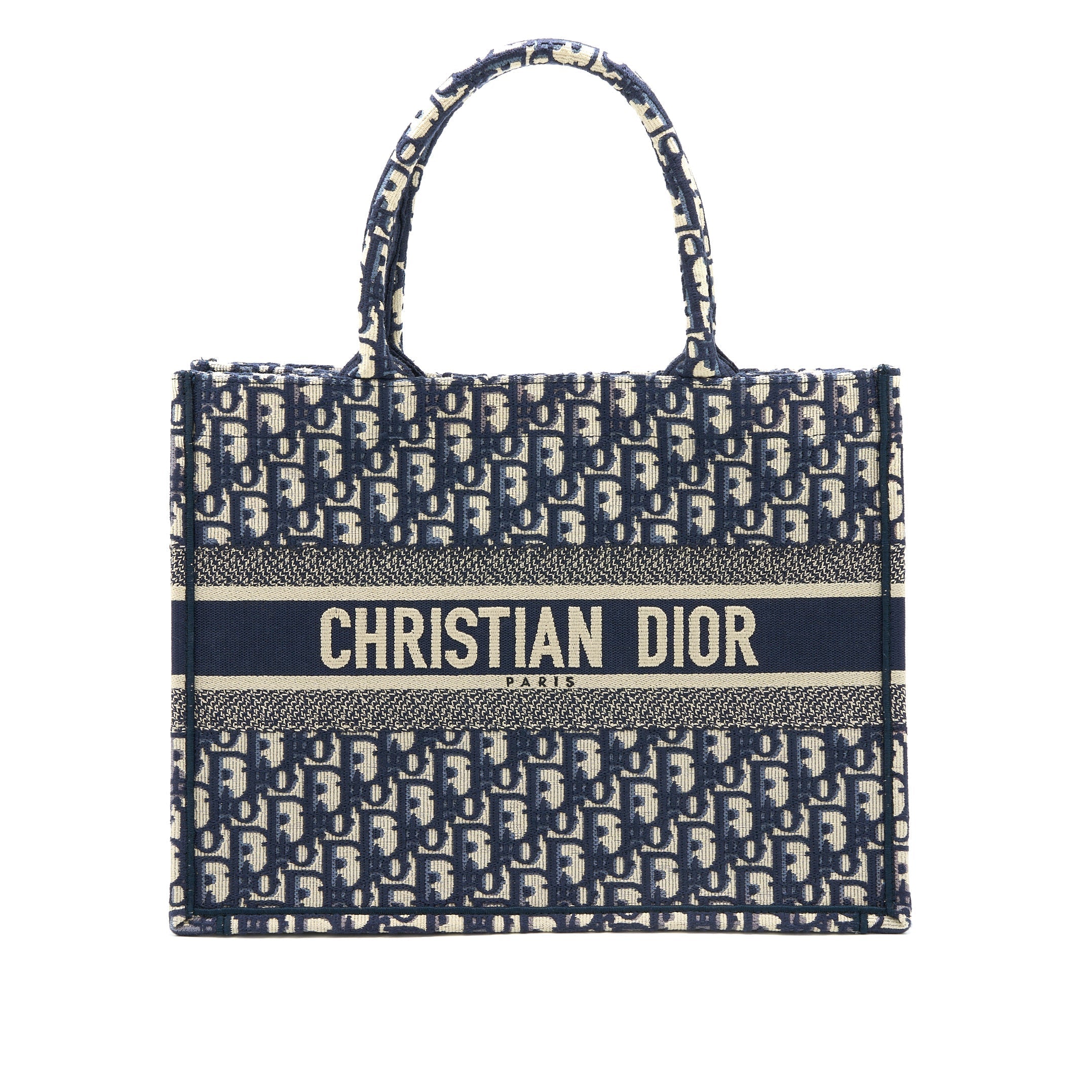DIOR MEDIUM BOOK TOTE BLUE OBLIQUE EMBROIDERY