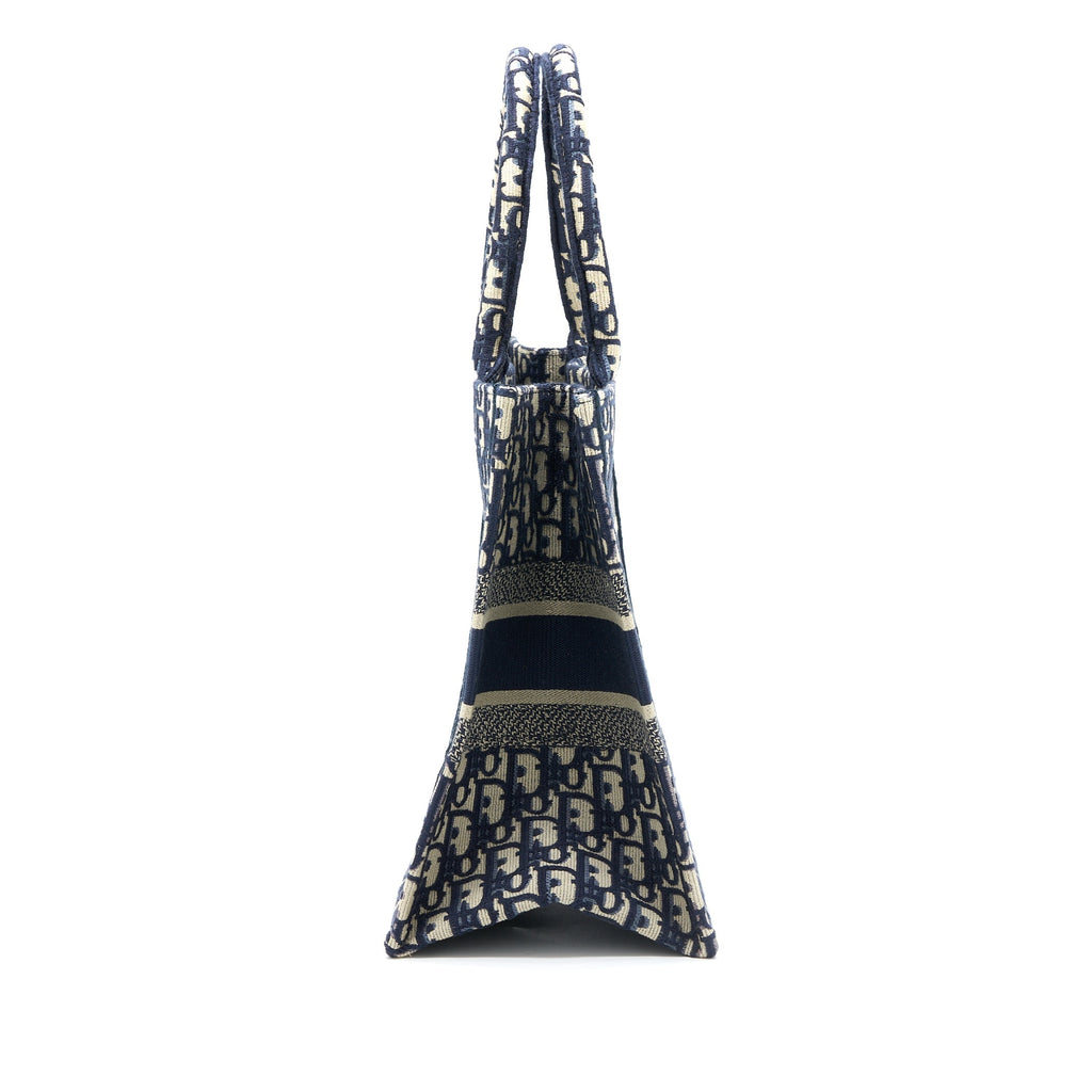DIOR MEDIUM BOOK TOTE BLUE OBLIQUE EMBROIDERY