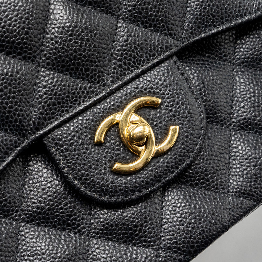 CHANEL JUMBO CLASSIC DOUBLE FLAP BAG CAVIAR BLACK GHW