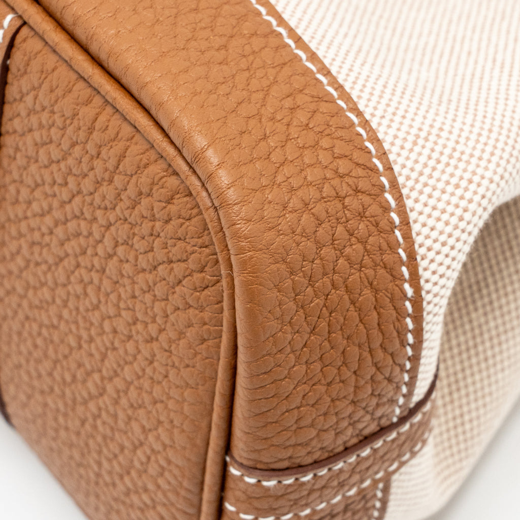 HERMES NEO GARDEN PARTY 23 CANVAS/NEGONDA ECRU-BEIGE/GOLD SHW