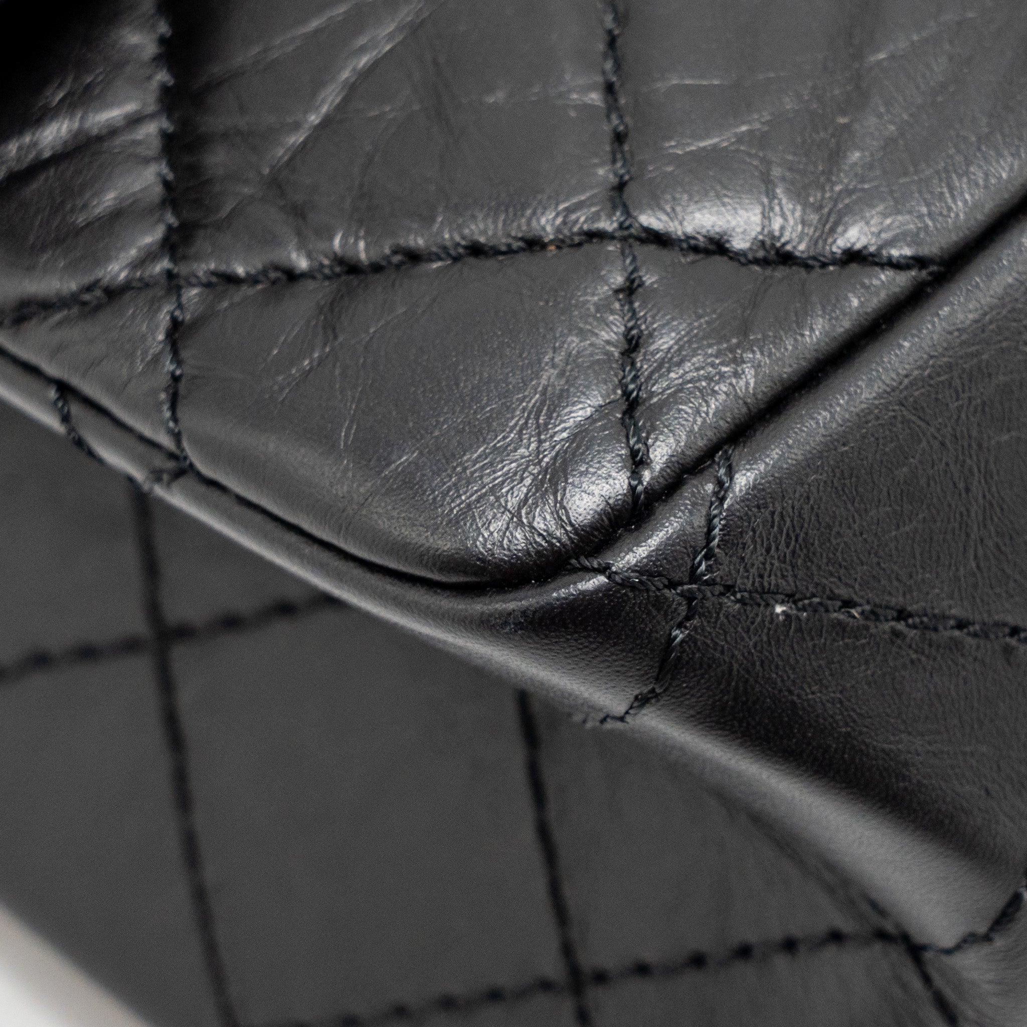 CHANEL LARGE 2.55 REISSUE FLAP BAG AGED CALFSKIN BLACK GHW