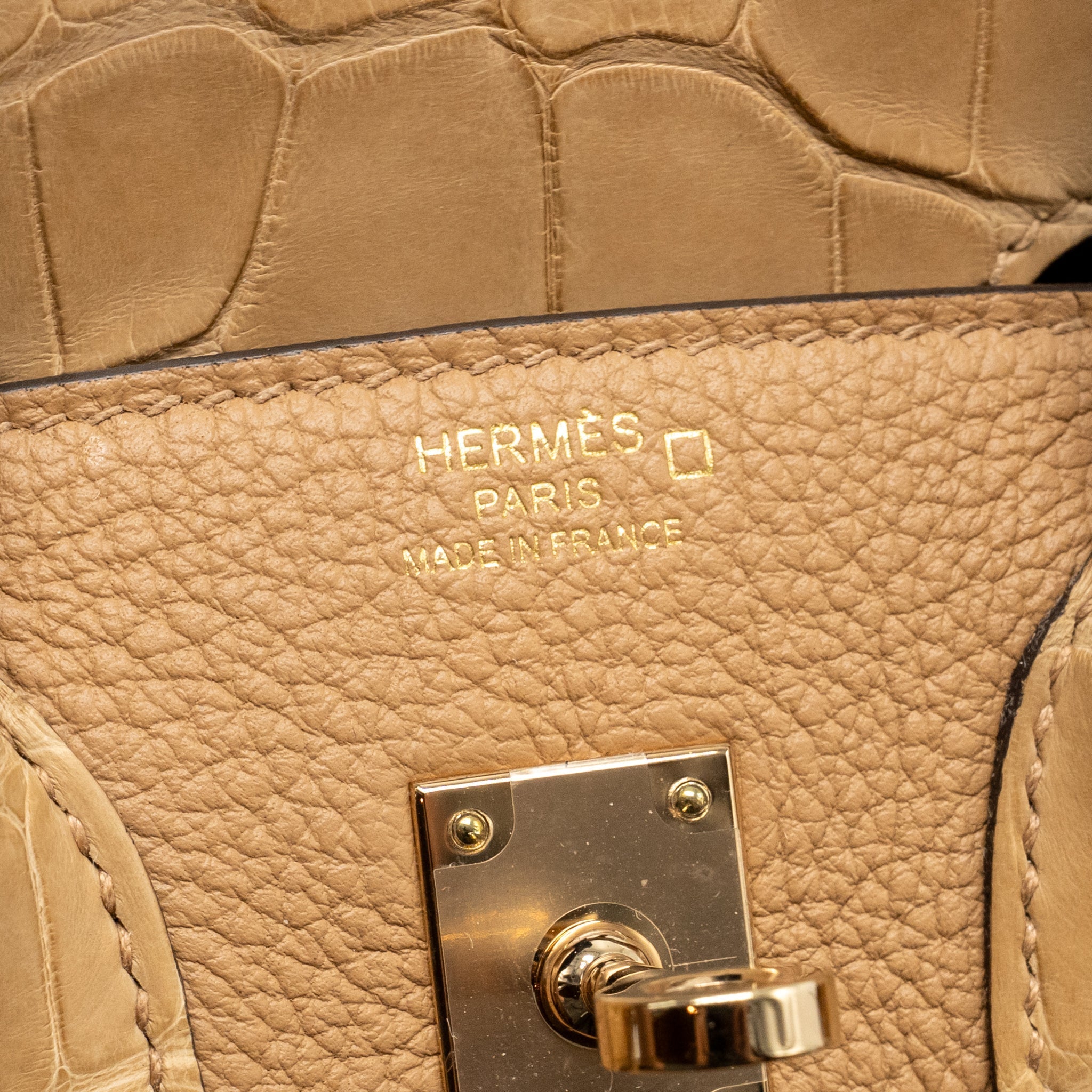 HERMES BIRKIN 25 TOUCH TOGO/ALLIGATOR MISSISSIPPIENSIS MAT CHAI LGHW