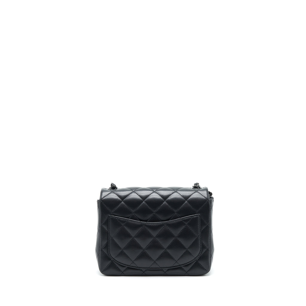 CHANEL MINI SQUARE FLAP BAG LAMBSKIN SO BLACK